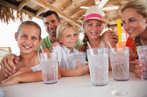 Family on tropical vacation