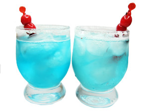 alcohol blue cocktail drinks with cherry